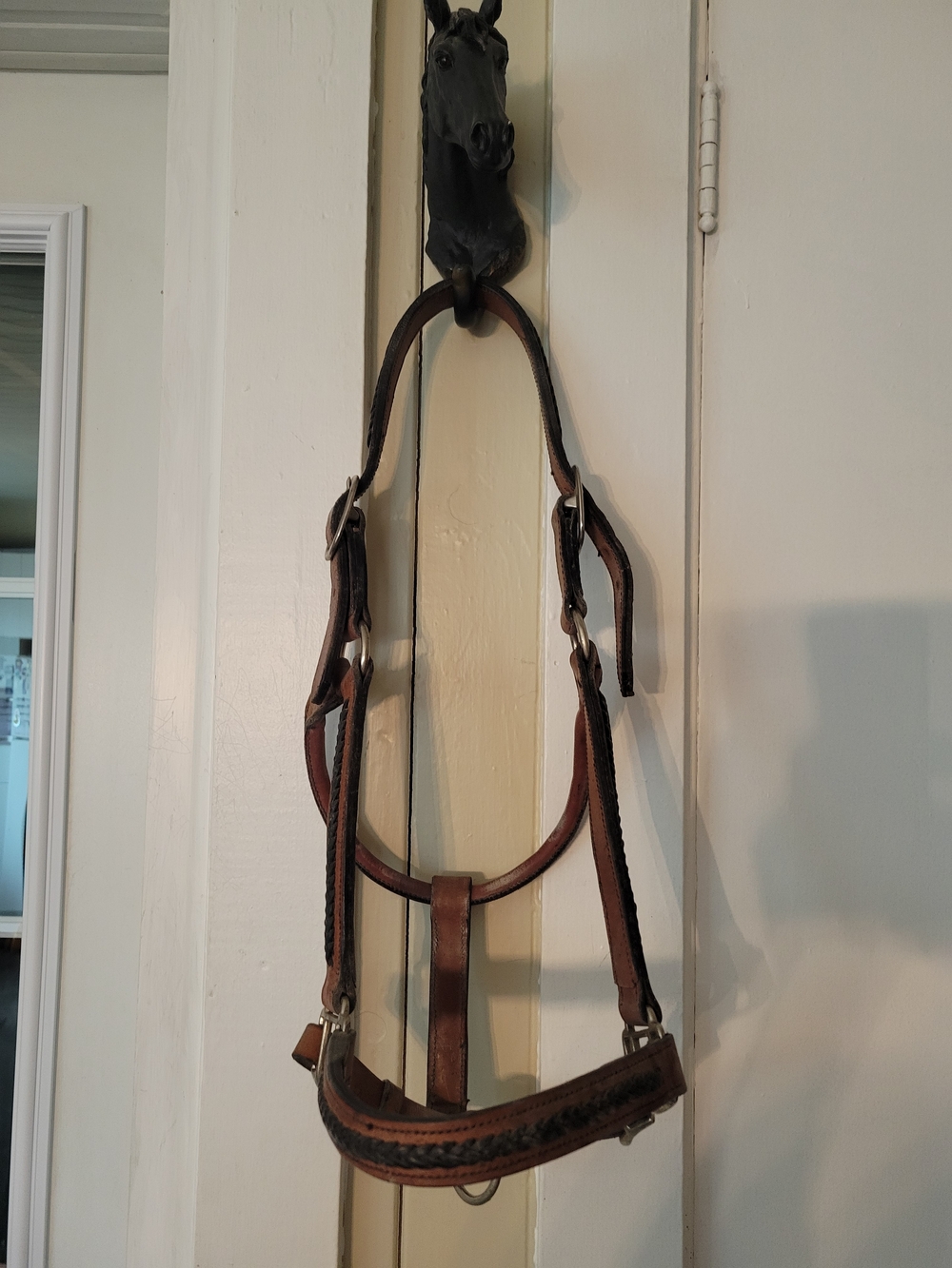 Brown Leather Halter with Braided Detailing